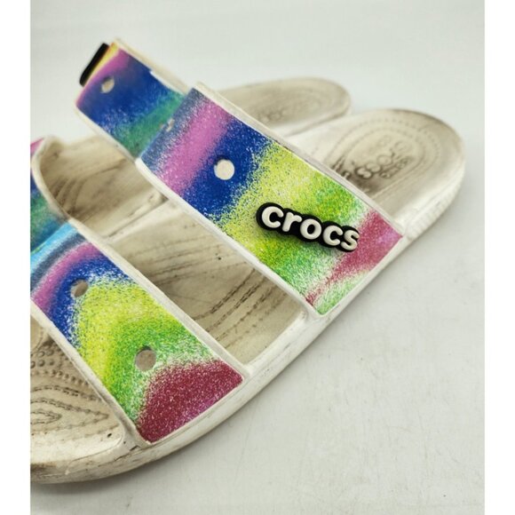 Crocs Men's 9 Women's 11 Rainbow Spray Tie Dye Strap Sandal 208055 - Picture 5 of 14